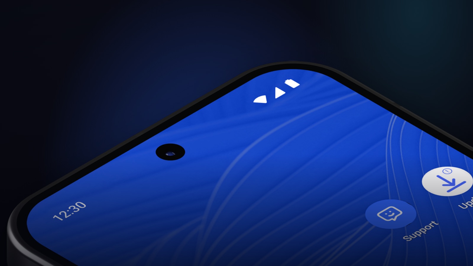 Stellar Phone at an angle showing the StellarOS home screen